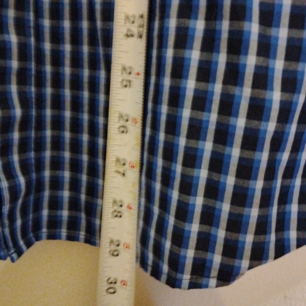 Claiborne Men's Blue Check Cotton Long Sleeve Casual Button-Up Shirt - Picture 5 of 7